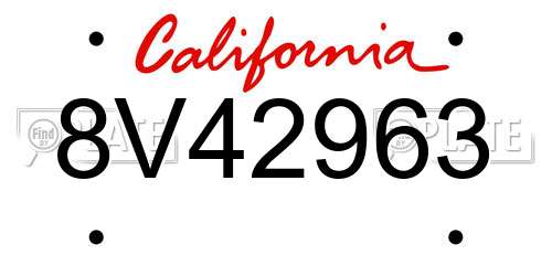 8V42963 California License Plate