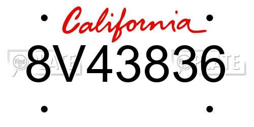8V43836 California License Plate