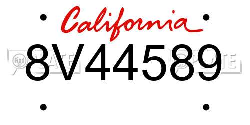 8V44589 California License Plate