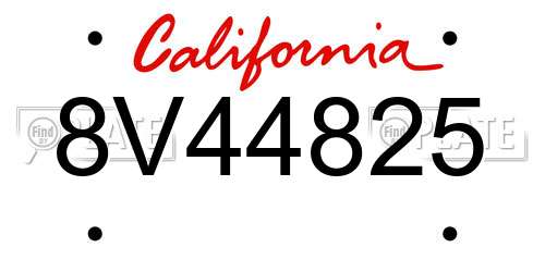 8V44825 California License Plate