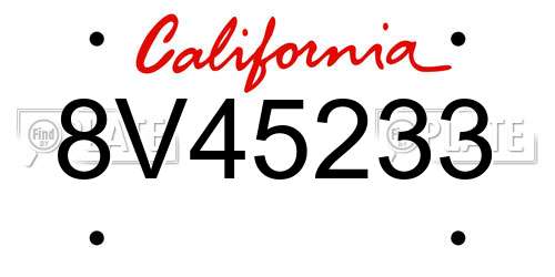 8V45233 California License Plate