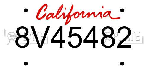 8V45482 California License Plate