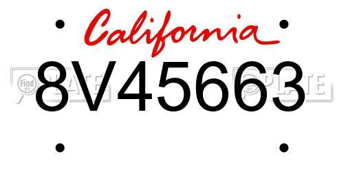8V45663 California License Plate