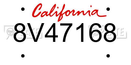 8V47168 California License Plate