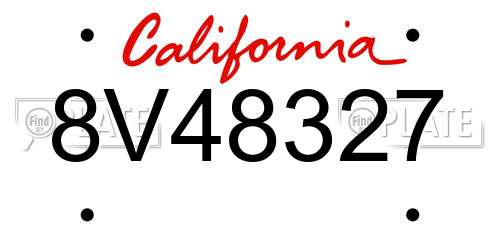 8V48327 California License Plate