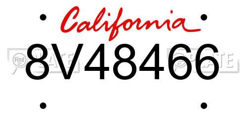 8V48466 California License Plate