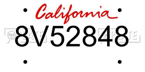 8V52848 California License Plate