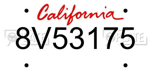8V53175 California License Plate