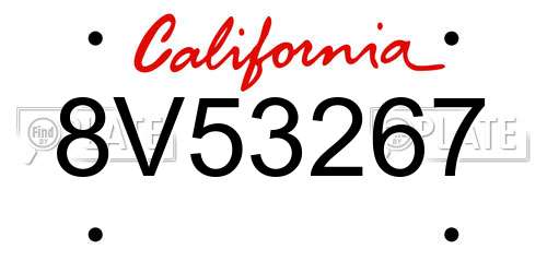 8V53267 California License Plate