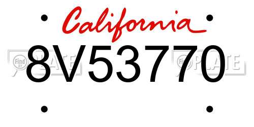 8V53770 California License Plate