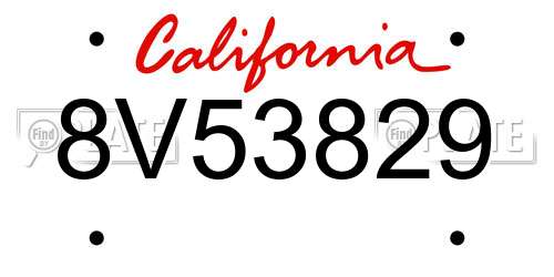 8V53829 California License Plate