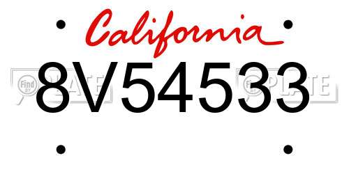 8V54533 California License Plate