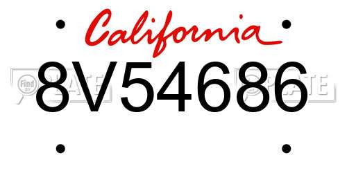 8V54686 California License Plate