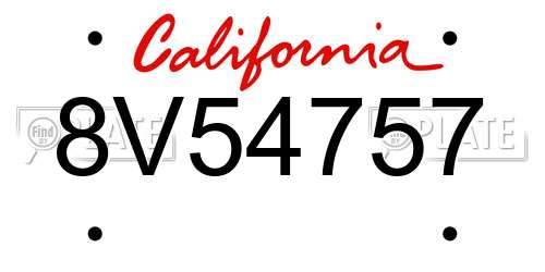 8V54757 California License Plate