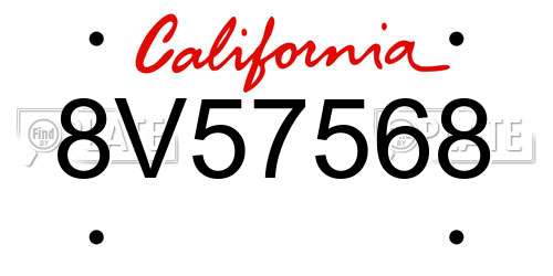 8V57568 California License Plate