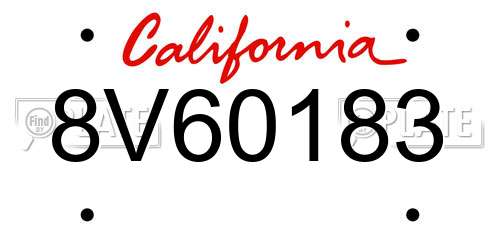 8V60183 California License Plate