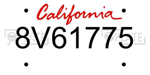 8V61775 California License Plate