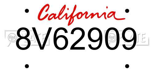 8V62909 California License Plate