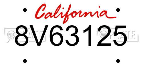 8V63125 California License Plate