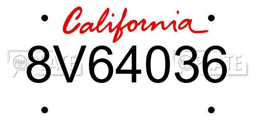 8V64036 California License Plate