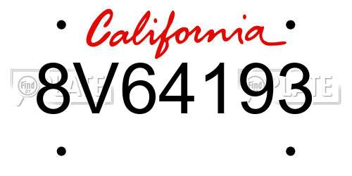 8V64193 California License Plate