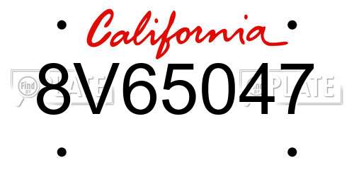 8V65047 California License Plate
