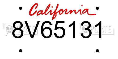 8V65131 California License Plate