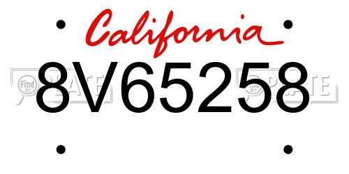 8V65258 California License Plate