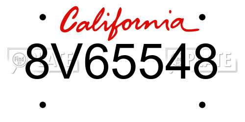 8V65548 California License Plate