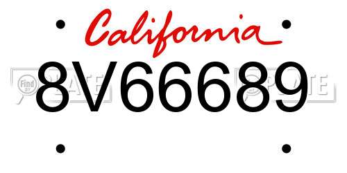 8V66689 California License Plate