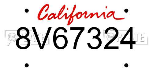 8V67324 California License Plate