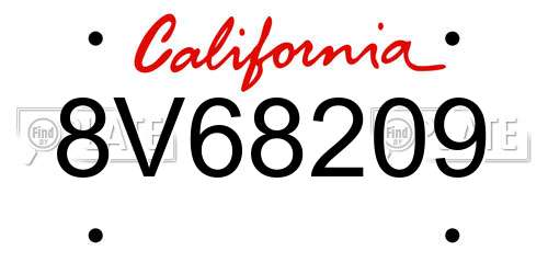 8V68209 California License Plate