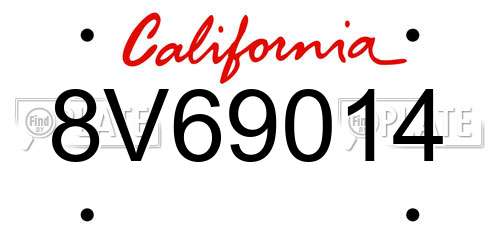 8V69014 California License Plate