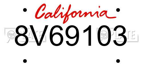 8V69103 California License Plate