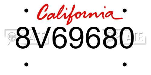 8V69680 California License Plate