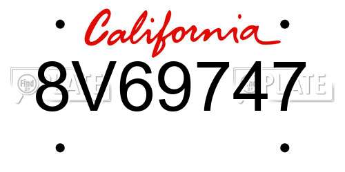 8V69747 California License Plate