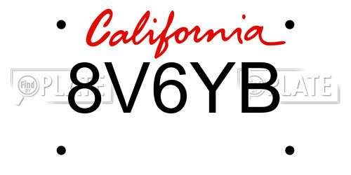 8V6YB California License Plate