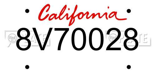 8V70028 California License Plate