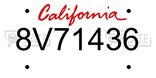 8V71436 California License Plate