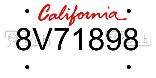 8V71898 California License Plate