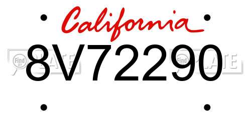 8V72290 California License Plate