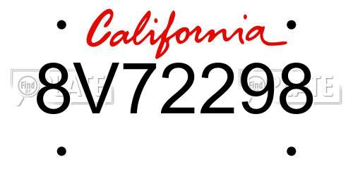 8V72298 California License Plate