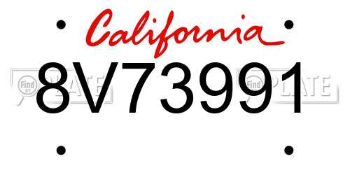 8V73991 California License Plate