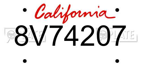 8V74207 California License Plate