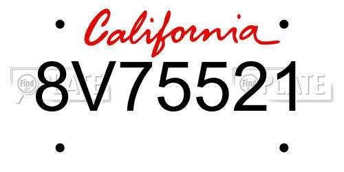 8V75521 California License Plate