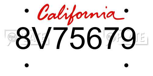 8V75679 California License Plate