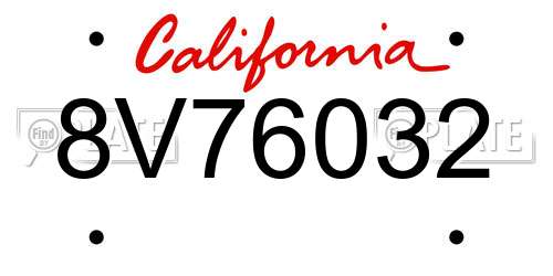 8V76032 California License Plate