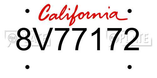 8V77172 California License Plate