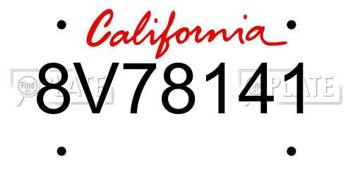 8V78141 California License Plate