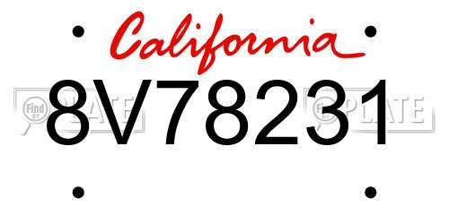 8V78231 California License Plate